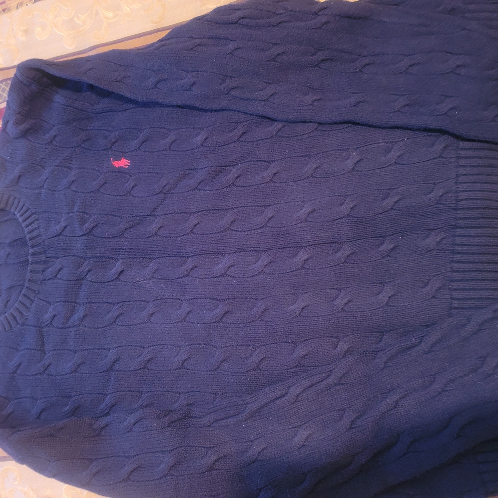Ralph Lauren Men's Navy Cable Knit Sweater